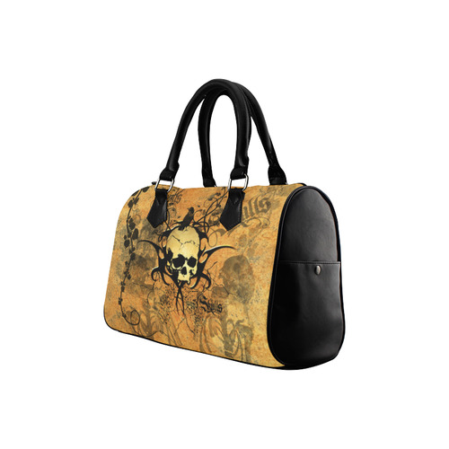 Awesome skull with tribal Boston Handbag (Model 1621)