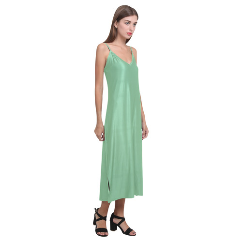 Absinthe V-Neck Open Fork Long Dress(Model D18)