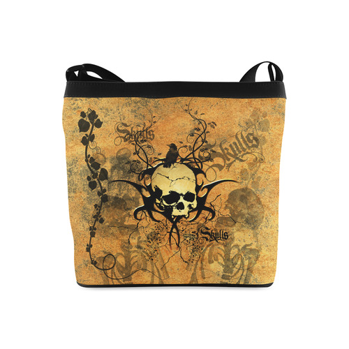 Awesome skull with tribal Crossbody Bags (Model 1613)