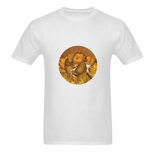 Christmas - Baby Jesus in the Manger Statue in White Sunny Men's T- shirt (Model T06)