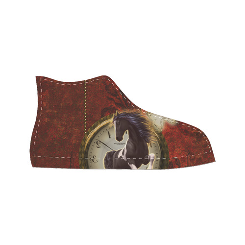 Wonderful horse on a clock High Top Canvas Women's Shoes/Large Size (Model 017)