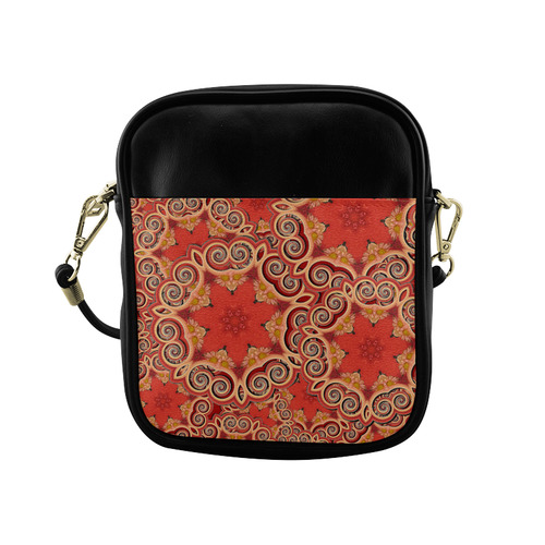 K143 Cinnamon Color Curls and Swirls Sling Bag (Model 1627)
