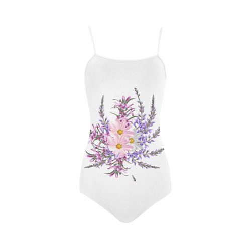 Artistic bikini with hand-drawn Purple Flowers : Designers luxury edition 2016 Strap Swimsuit ( Model S05)