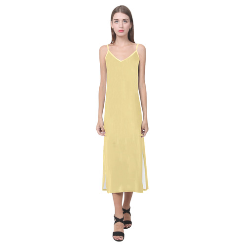 Sunshine V-Neck Open Fork Long Dress(Model D18)