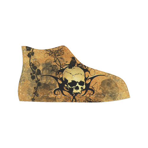 Awesome skull with tribal High Top Canvas Women's Shoes/Large Size (Model 017)