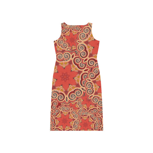 K143 Cinnamon Color Curls and Swirls Phaedra Sleeveless Open Fork Long Dress (Model D08)