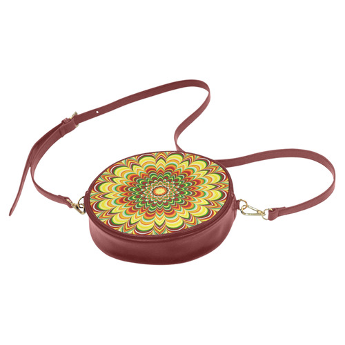 Colorful flower striped mandala Round Sling Bag (Model 1647)