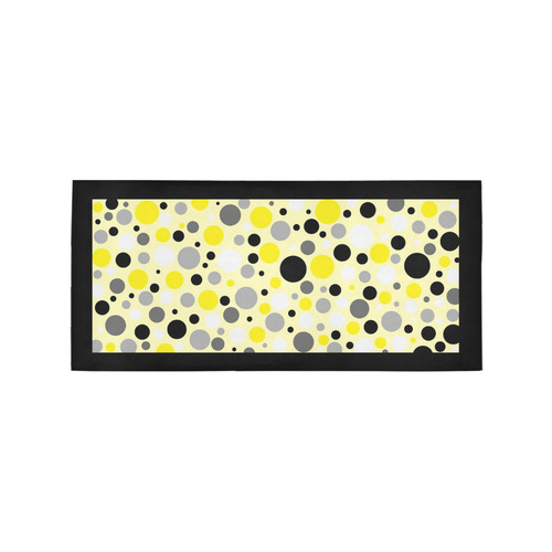 yellow gray and black polka dot Area Rug 7'x3'3''
