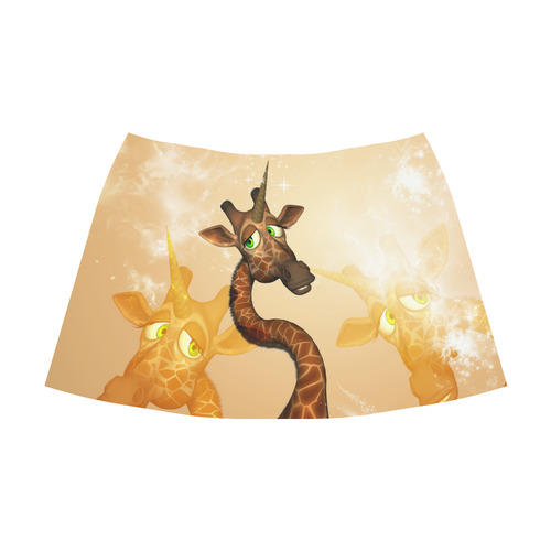 Cute unicorn giraffe Mnemosyne Women's Crepe Skirt (Model D16)
