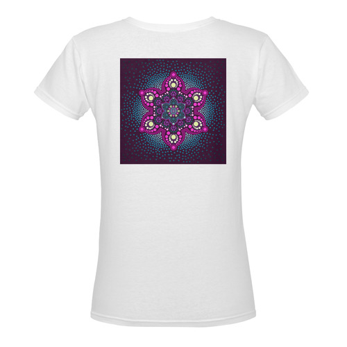 Dot painting meets mandalas 16 - 3 Women's Deep V-neck T-shirt (Model T19)