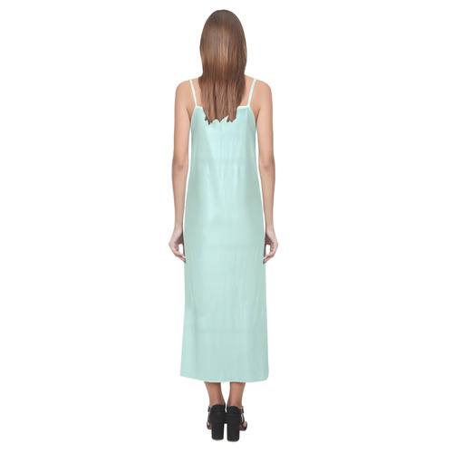 Honeydew V-Neck Open Fork Long Dress(Model D18)
