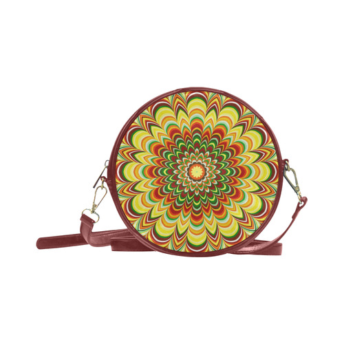 Colorful flower striped mandala Round Sling Bag (Model 1647)