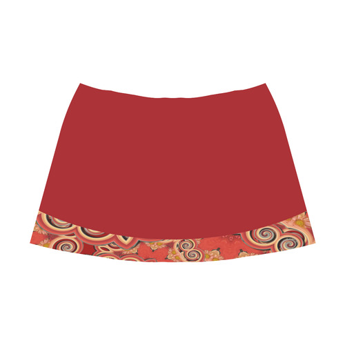 Cinnamon Color Curls and Swirls Mnemosyne Women's Crepe Skirt (Model D16)