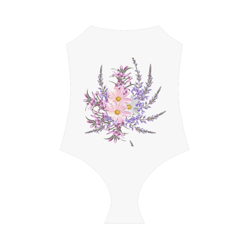 Artistic bikini with hand-drawn Purple Flowers : Designers luxury edition 2016 Strap Swimsuit ( Model S05)