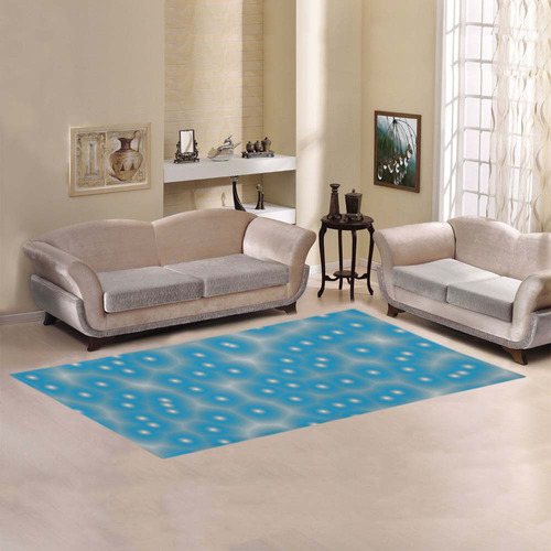 blue and white dots Area Rug 7'x3'3''