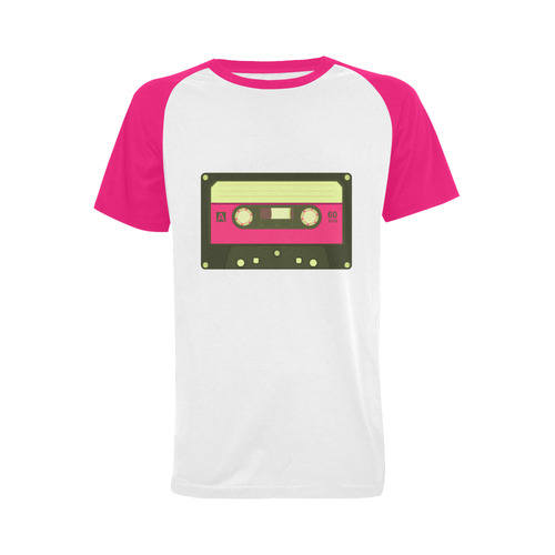 Pink Cassette Tape Men's Raglan T-shirt Big Size (USA Size) (Model T11)