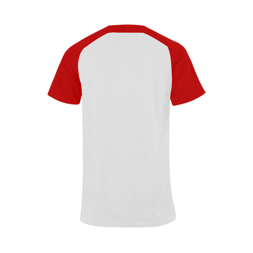 Metallic Golden Snowman & Hat & Broom Red Sleeves Men's Raglan T-shirt Big Size (USA Size) (Model T11)
