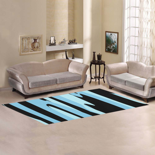blue and black abstract 2 Area Rug 9'6''x3'3''
