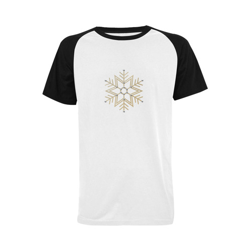 Winter Metallic Silver & Gold Snowflake Black Sleeves Men's Raglan T-shirt (USA Size) (Model T11)