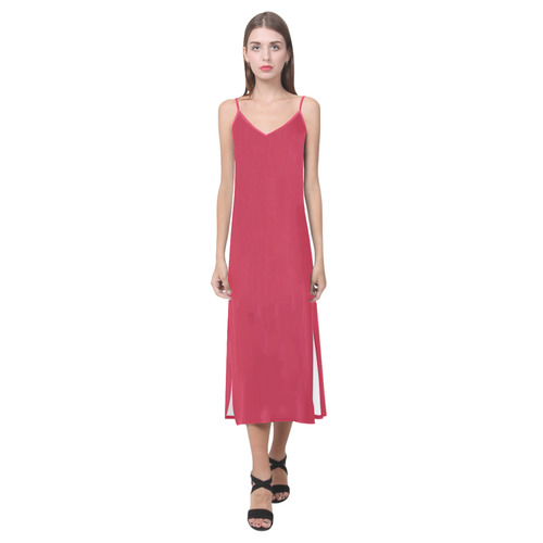 Lollipop V-Neck Open Fork Long Dress(Model D18)