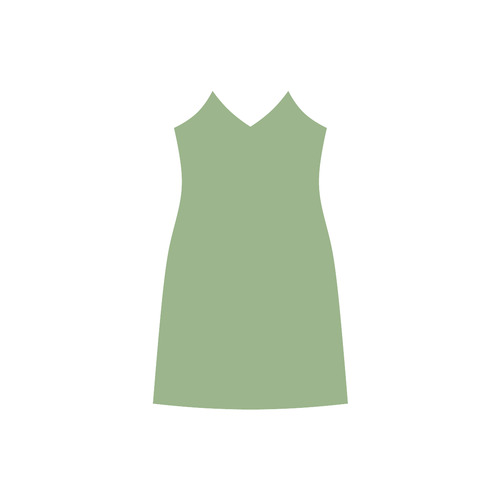 Green Tea V-Neck Open Fork Long Dress(Model D18)