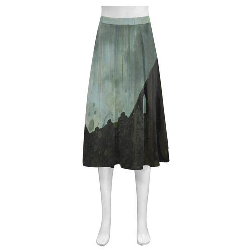 Celtic ruins Mnemosyne Women's Crepe Skirt (Model D16)