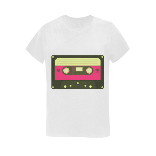 Pink Cassette Tape Women's T-Shirt in USA Size (Two Sides Printing)