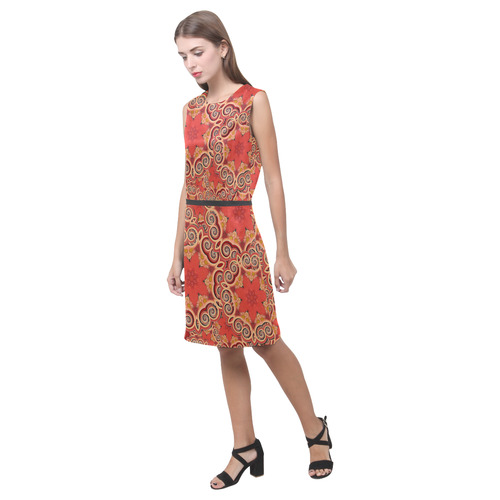 Cinnamon Color Curls and Swirls Eos Women's Sleeveless Dress (Model D01)