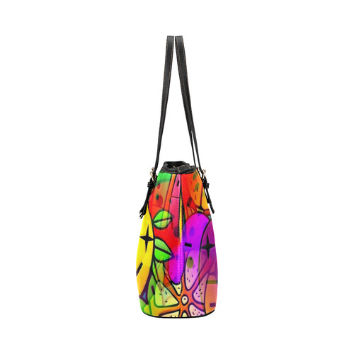 Fruities by Popart Lover Leather Tote Bag/Small (Model 1651)