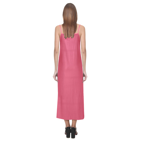 Teaberry V-Neck Open Fork Long Dress(Model D18)