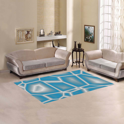 blue and white abstract Area Rug 5'x3'3''