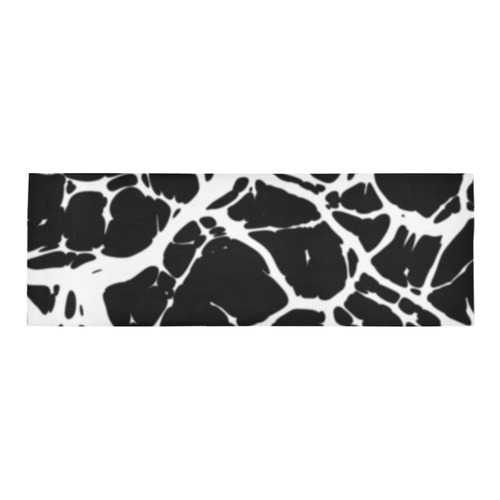 black and white line abstract Area Rug 9'6''x3'3''