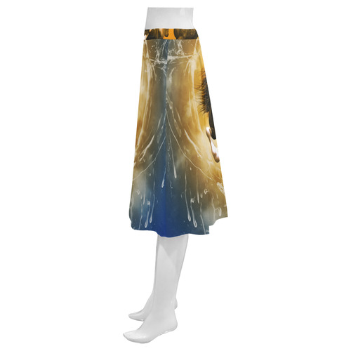 Horses with heart made of water Mnemosyne Women's Crepe Skirt (Model D16)