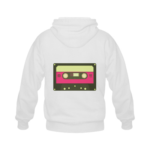 Pink Cassette Tape Gildan Full Zip Hooded Sweatshirt (Model H02)