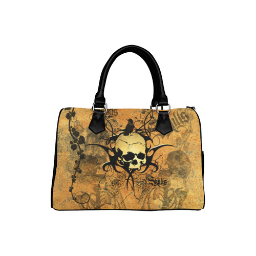 Awesome skull with tribal Boston Handbag (Model 1621)