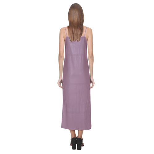 Grape Nectar V-Neck Open Fork Long Dress(Model D18)