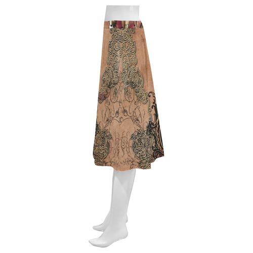 Amazing horse with flowers Mnemosyne Women's Crepe Skirt (Model D16)