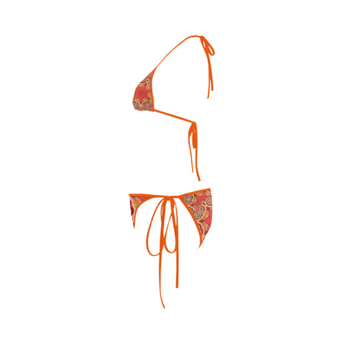 K143 Cinnamon Color Curls and Swirls Custom Bikini Swimsuit