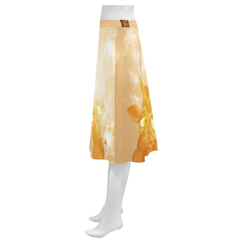 Cute unicorn giraffe Mnemosyne Women's Crepe Skirt (Model D16)