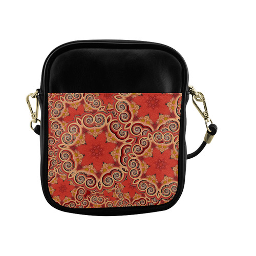 K143 Cinnamon Color Curls and Swirls Sling Bag (Model 1627)