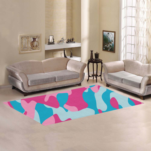 blue and pink camo 2 Area Rug 7'x3'3''