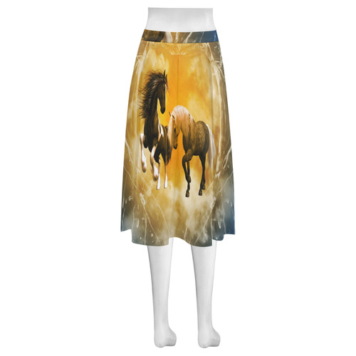 Horses with heart made of water Mnemosyne Women's Crepe Skirt (Model D16)
