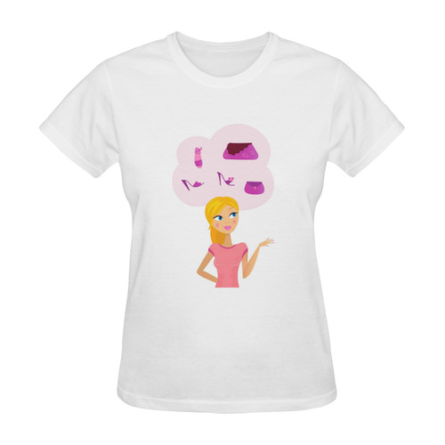 Original designers T-Shirt wihh Blond fashion Girl dreaming about Shopping. New edition 2016 Sunny Women's T-shirt (Model T05)