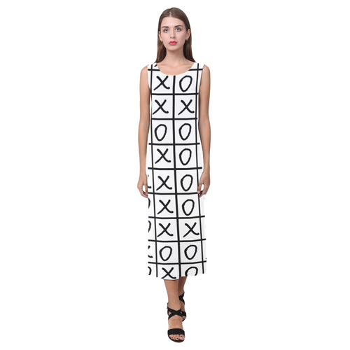 OXO Game - Noughts and Crosses Phaedra Sleeveless Open Fork Long Dress (Model D08)