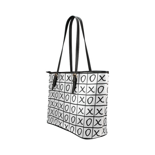 OXO Game - Noughts and Crosses Leather Tote Bag/Small (Model 1651)