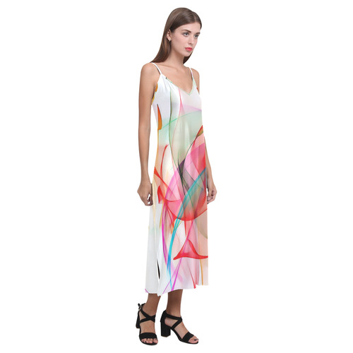 Sound of colors by Nico Bielow V-Neck Open Fork Long Dress(Model D18)