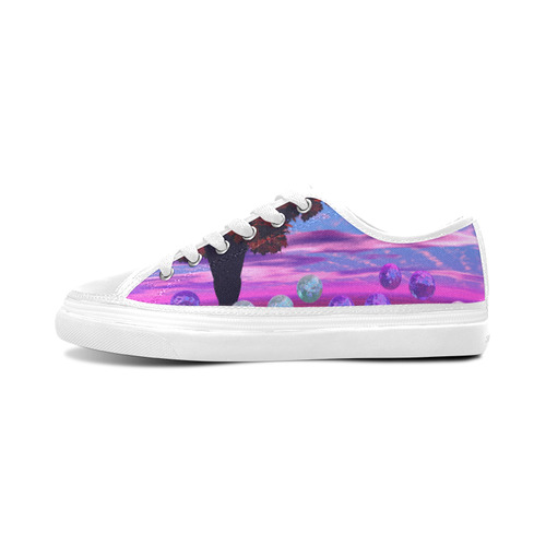 Bubble Garden, Abstract Rose  Azure Wisdom Women's Canvas Zipper Shoes/Large Size (Model 001)