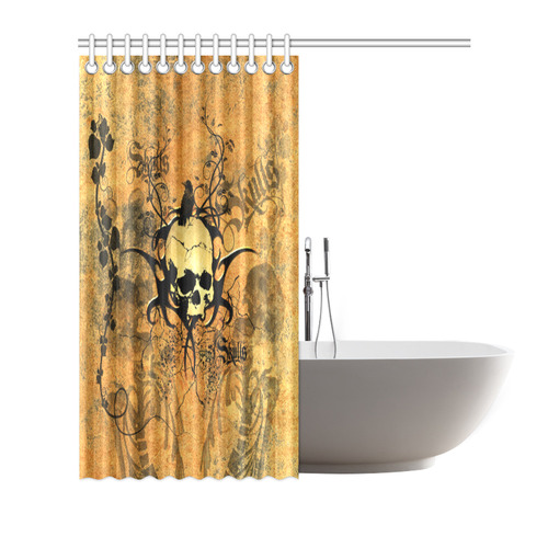 Awesome skull with tribal Shower Curtain 66"x72"