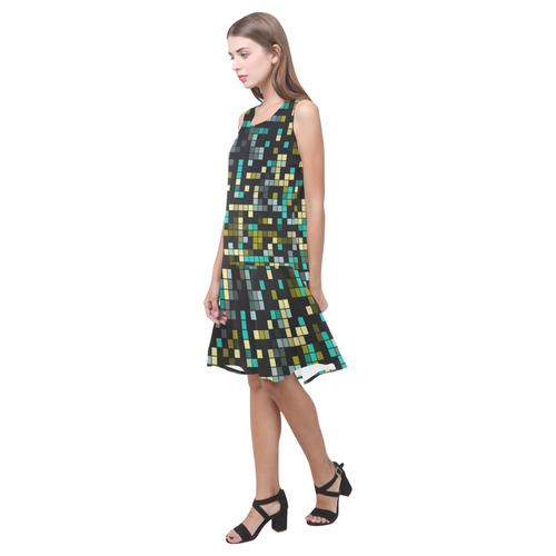 geo fun 32 C Sleeveless Splicing Shift Dress(Model D17)