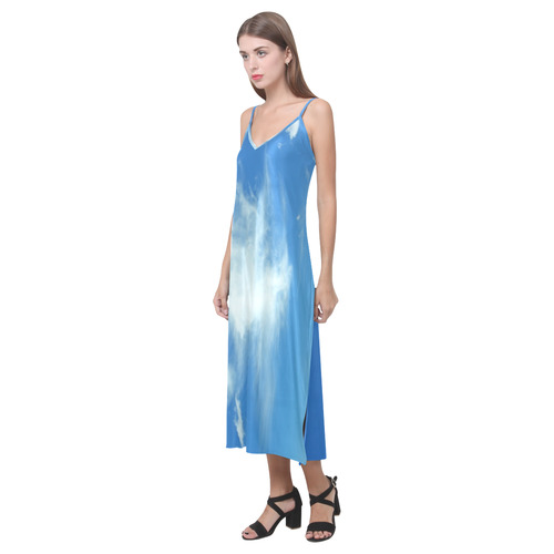 Summer Clouds V-Neck Open Fork Long Dress(Model D18)